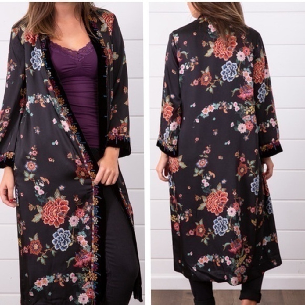 Johnny Was Velvet-Trim Floral Kimono/Jacket NWT (oversized)